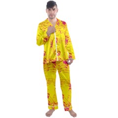 Floral Abstract Pattern Men s Long Sleeve Satin Pajamas Set by designsbymallika