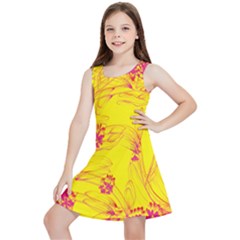 Floral Abstract Pattern Kids  Lightweight Sleeveless Dress by designsbymallika