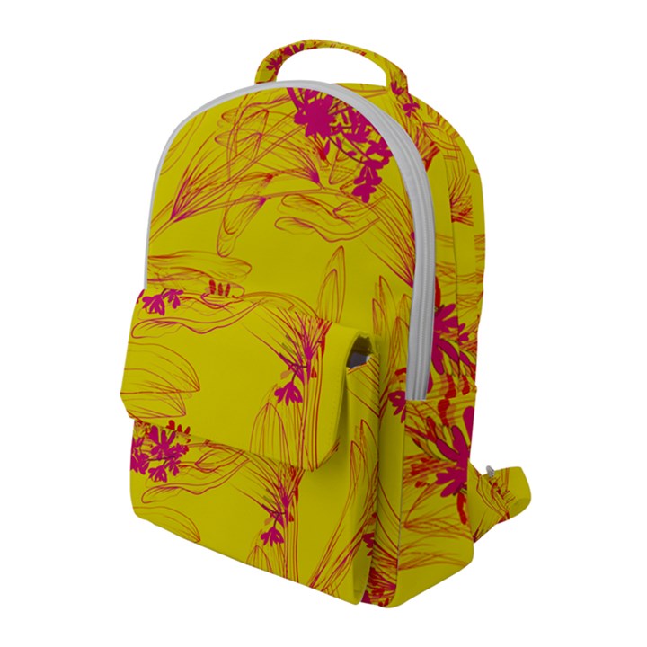 Floral Abstract Pattern Flap Pocket Backpack (Large)