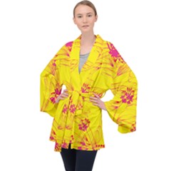 Floral Abstract Pattern Long Sleeve Velvet Kimono  by designsbymallika