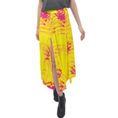 Floral Abstract Pattern Velour Split Maxi Skirt by designsbymallika