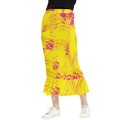 Floral Abstract Pattern Maxi Fishtail Chiffon Skirt by designsbymallika