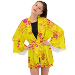 Floral Abstract Pattern Long Sleeve Kimono by designsbymallika