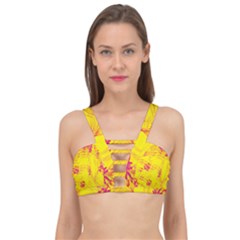 Floral Abstract Pattern Cage Up Bikini Top by designsbymallika