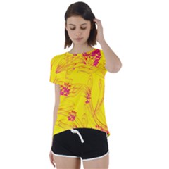 Floral Abstract Pattern Short Sleeve Foldover Tee by designsbymallika