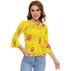 Floral Abstract Pattern Bell Sleeve Top