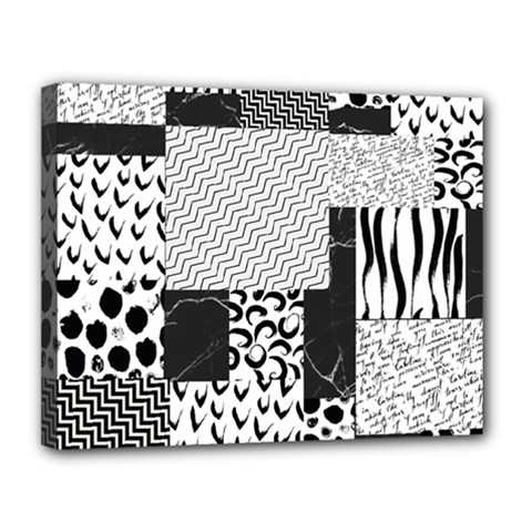 Black And White Pattern Canvas 14  X 11  (stretched) by designsbymallika