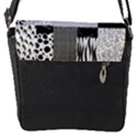 Black And White Pattern Flap Closure Messenger Bag (S) View1