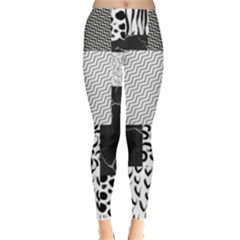 Black And White Pattern Leggings  by designsbymallika