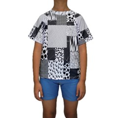 Black And White Pattern Kids  Short Sleeve Swimwear by designsbymallika