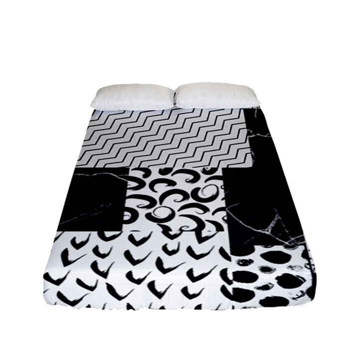 Black And White Pattern Fitted Sheet (Full/ Double Size)