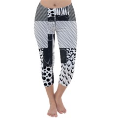 Black And White Pattern Capri Winter Leggings 