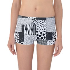 Black And White Pattern Reversible Boyleg Bikini Bottoms by designsbymallika