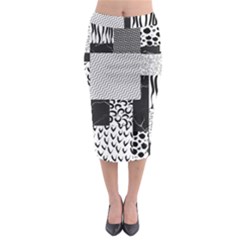 Black And White Pattern Midi Pencil Skirt by designsbymallika