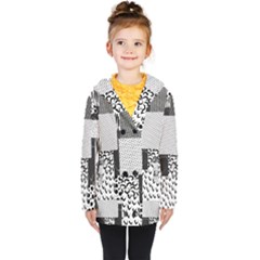 Black And White Pattern Kids  Double Breasted Button Coat by designsbymallika