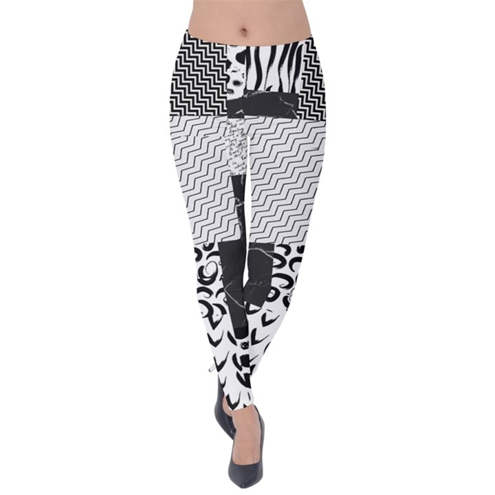 Black And White Pattern Velvet Leggings