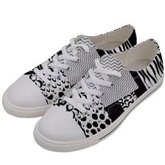 Black And White Pattern Men s Low Top Canvas Sneakers by designsbymallika