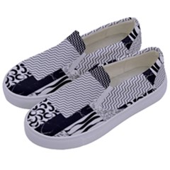 Black And White Pattern Kids  Canvas Slip Ons by designsbymallika