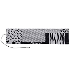 Black And White Pattern Roll Up Canvas Pencil Holder (l) by designsbymallika