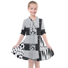 Black And White Pattern Kids  All Frills Chiffon Dress by designsbymallika