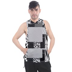 Black And White Pattern Men s Sleeveless Hoodie by designsbymallika