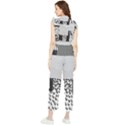 Black And White Pattern Women s Frill Top Jumpsuit View2