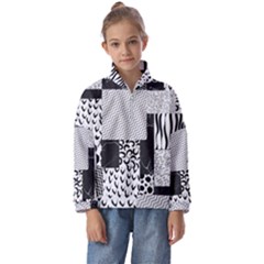 Black And White Pattern Kids  Half Zip Hoodie by designsbymallika