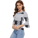 Black And White Pattern Bell Sleeve Top View2