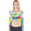 Geometric Pattern Long Sleeve Crop Top View1