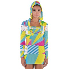 Geometric Pattern Long Sleeve Hooded T-shirt by designsbymallika