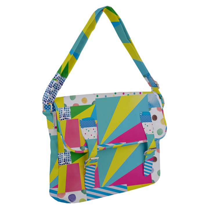 Geometric Pattern Buckle Messenger Bag