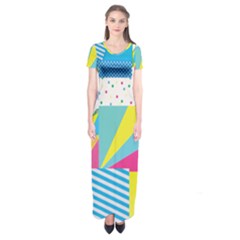 Geometric Pattern Short Sleeve Maxi Dress by designsbymallika