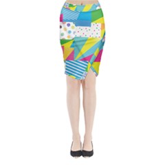 Geometric Pattern Midi Wrap Pencil Skirt by designsbymallika