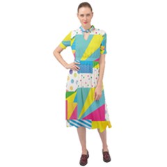 Geometric Pattern Keyhole Neckline Chiffon Dress by designsbymallika