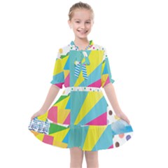 Geometric Pattern Kids  All Frills Chiffon Dress by designsbymallika