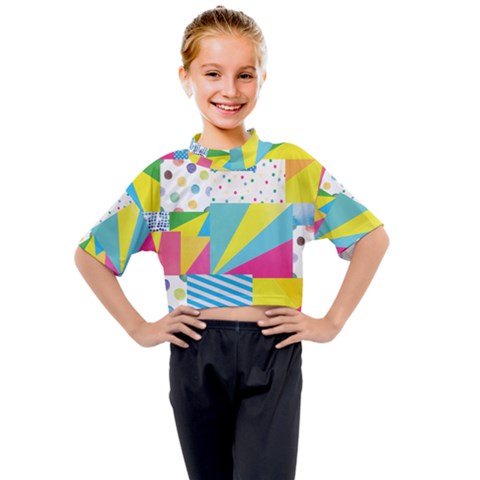 Geometric Pattern Kids Mock Neck Tee by designsbymallika