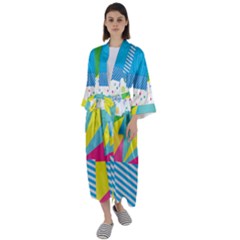 Geometric Pattern Maxi Satin Kimono by designsbymallika