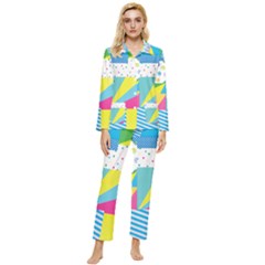 Geometric Pattern Womens  Long Sleeve Pocket Pajamas Set by designsbymallika