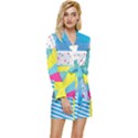 Geometric Pattern Long Sleeve Satin Robe View1