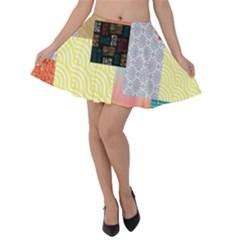 Tribal Mosaic Print Velvet Skater Skirt