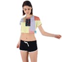 Tribal Mosaic Print Tie Back Short Sleeve Crop Tee View1