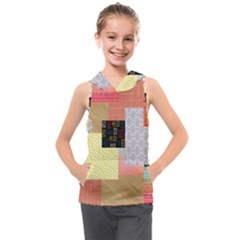 Tribal Mosaic Print Kids  Sleeveless Hoodie by designsbymallika