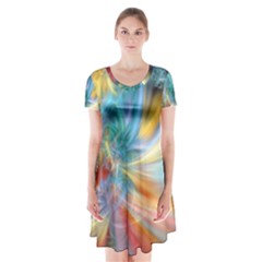 Colorful Thoughts Short Sleeve V-neck Flare Dress by WolfepawFractals