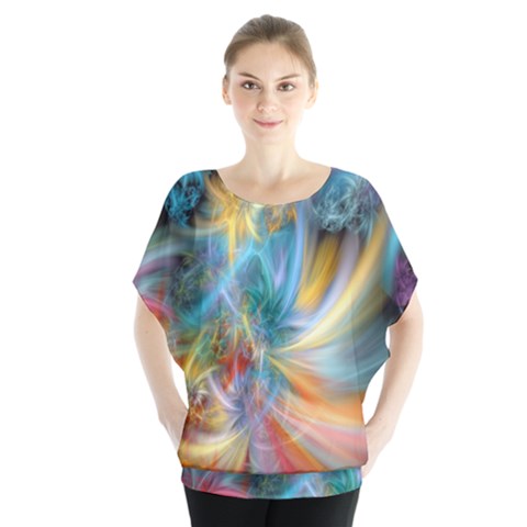 Colorful Thoughts Batwing Chiffon Blouse by WolfepawFractals