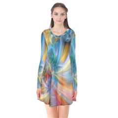 Colorful Thoughts Long Sleeve V-neck Flare Dress by WolfepawFractals