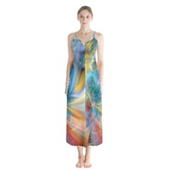 Colorful Thoughts Button Up Chiffon Maxi Dress by WolfepawFractals