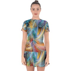 Colorful Thoughts Drop Hem Mini Chiffon Dress by WolfepawFractals