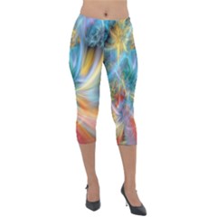 Colorful Thoughts Lightweight Velour Capri Leggings  by WolfepawFractals