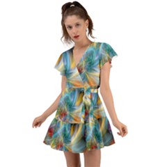 Colorful Thoughts Flutter Sleeve Wrap Dress by WolfepawFractals