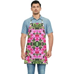 Magenta Flowers Kitchen Apron by kaleidomarblingart